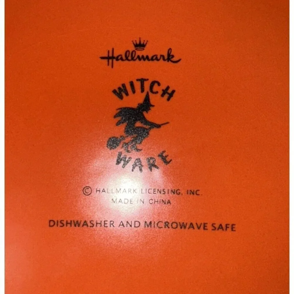 Halloween HALLMARK Witch Ware Lot of 2 Stoneware Cat Pumpkin 7